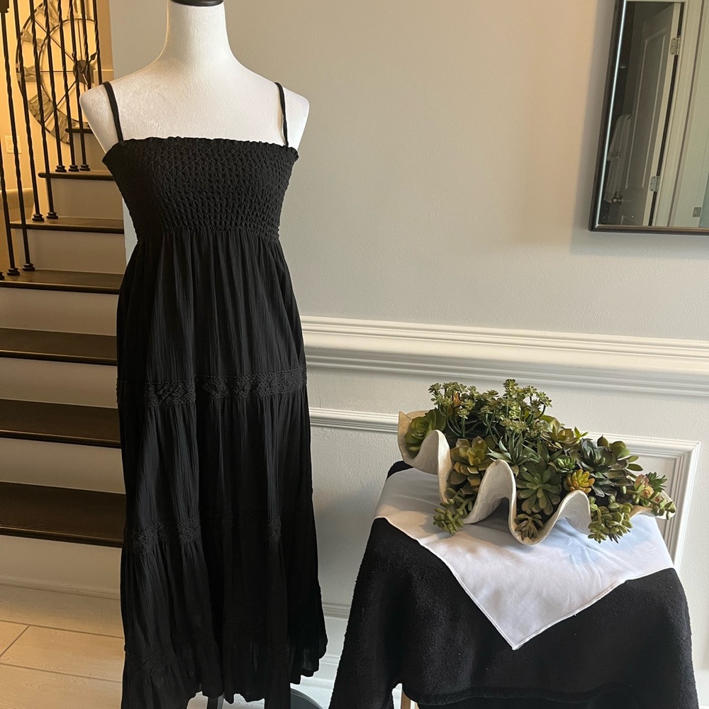INC International Concepts Black Smocked Maxi Dress (Never Worn New Without Tags